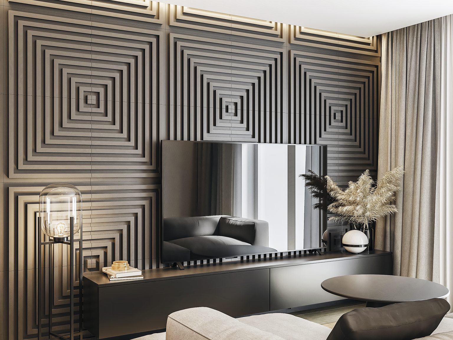 My-Space 3D decorative gypsum lamella panels, available in different textures and patterns, perfect for adding depth and elegance to your walls.