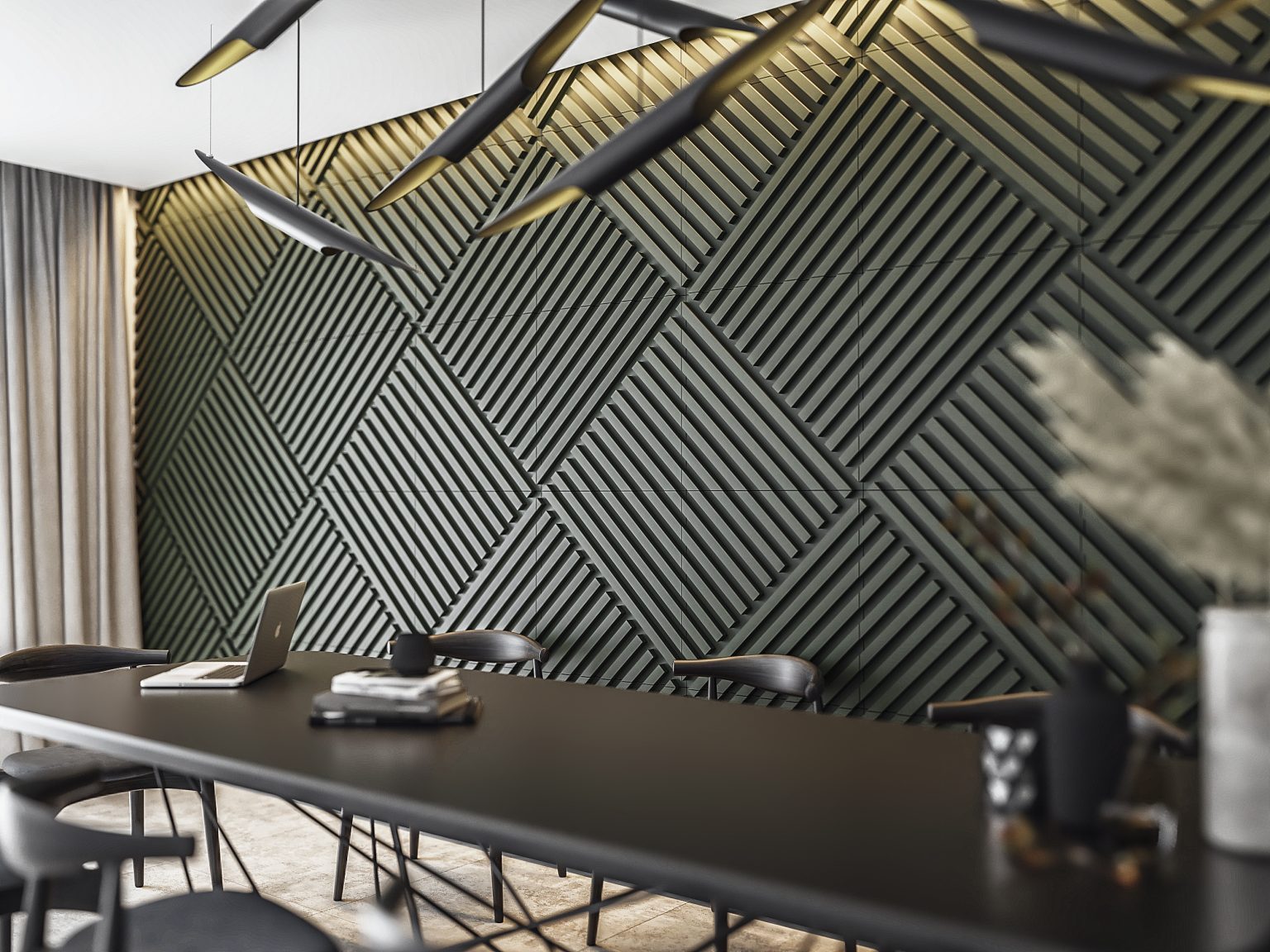 My-Space 3D decorative gypsum lamella panels, available in different textures and patterns, perfect for adding depth and elegance to your walls.