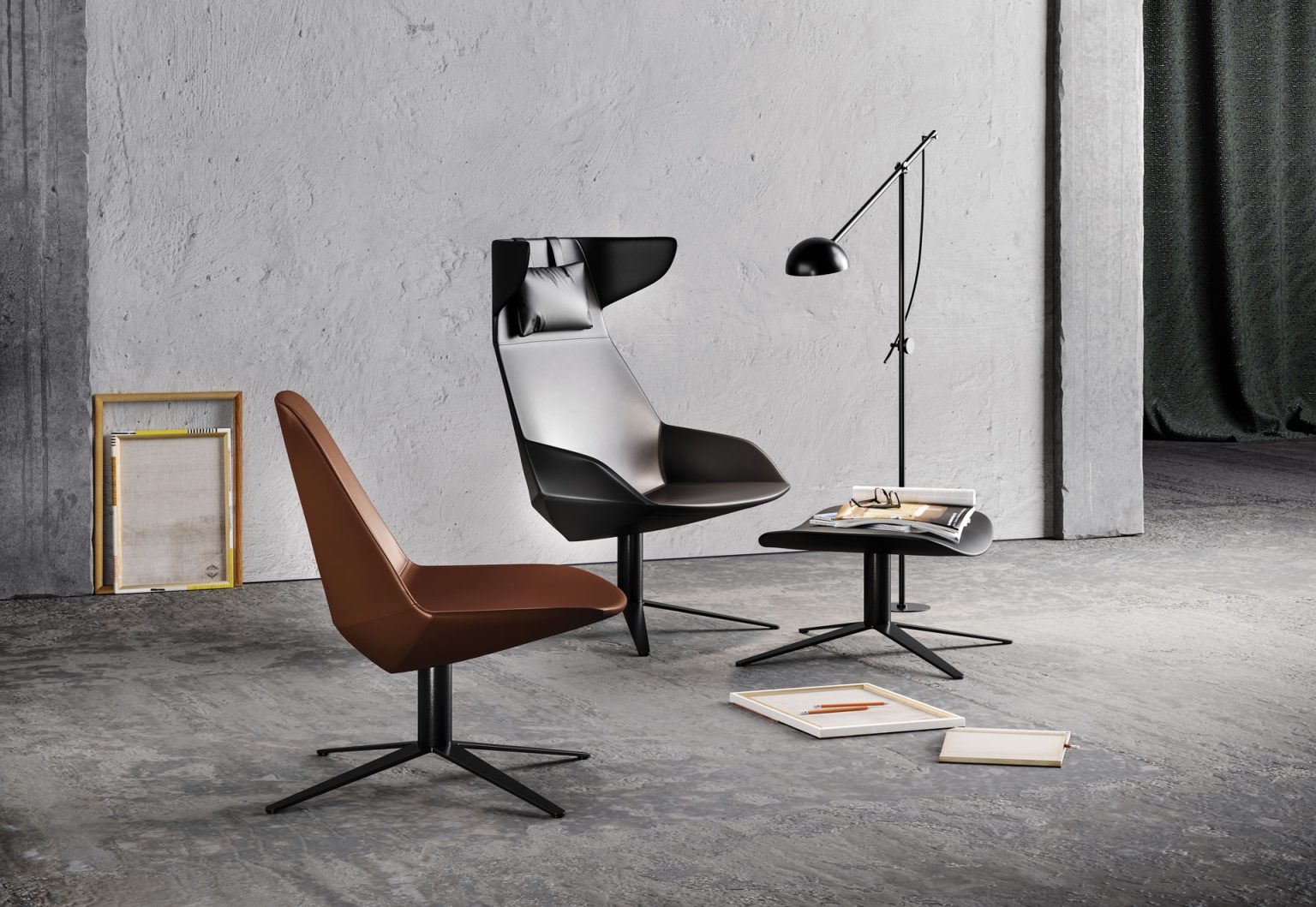 Leather elegant chairs, ideal for enhancing modern interiors with their minimalist design.